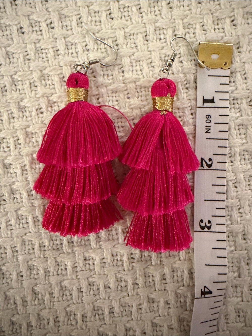 Boutique brand Hot Pink Tiered Tassel Drop Earrings -EUC